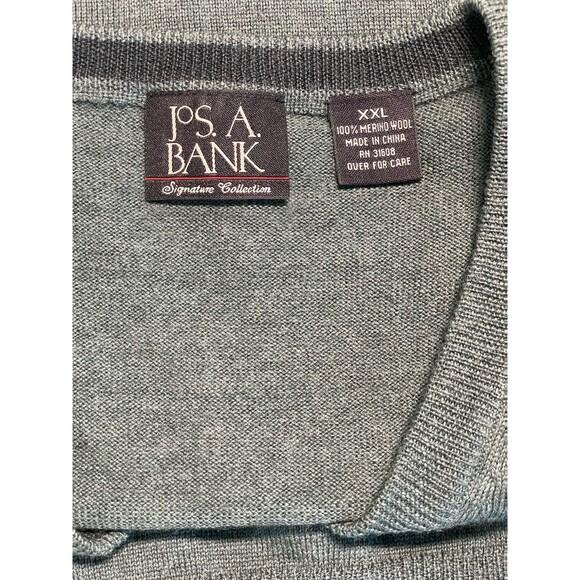 Joseph A Bank Signature Mens 100% Merino Wool V-Neck Sweater XXLarge Green XXL - Picture 8 of 9